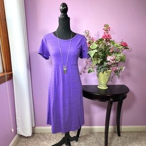 LULAROE Purple/Black Heather Asymmetrical Super Comfy CARLY T-Shirt Swing Dress